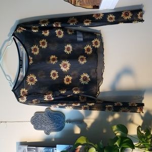 Shein Mesh Sunflower Top